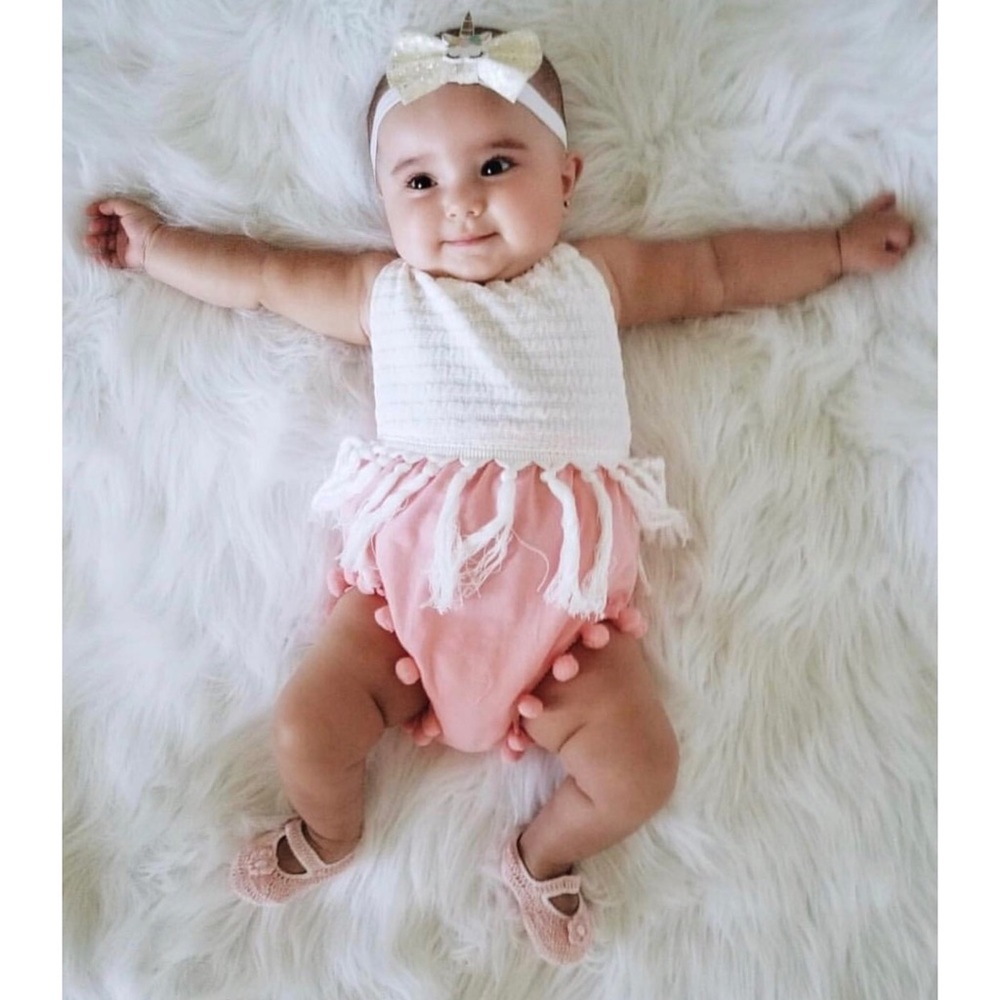 Emmie Backless Pom Pom Sunsuit Romper - Picture 1 of 7